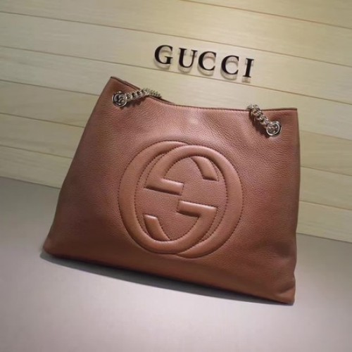 Borsa tote media Gucci Soho in pelle di vitello 308982 Albicocca