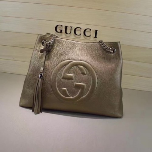 Borsa tote media Gucci Soho in pelle di vitello 308982 bronzo