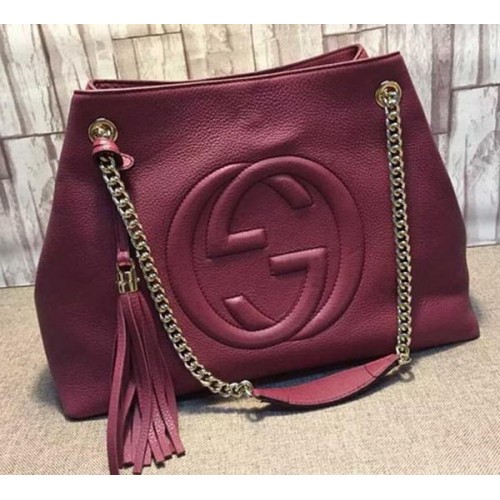 Borsa tote media Gucci Soho in pelle di vitello 308982 marrone