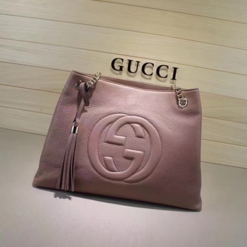 Borsa tote media Gucci Soho in pelle di vitello 308982 rosa