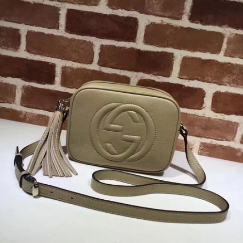 Borsa da discoteca in pelle metallizzata Gucci Soho 308364 Albicocca