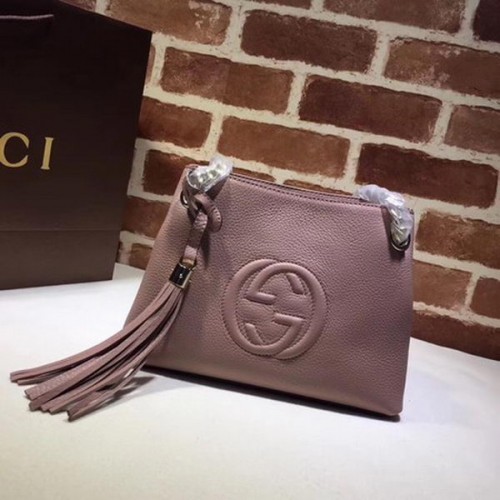 Borsa tote piccola Gucci Soho in pelle di vitello 387043 rosa