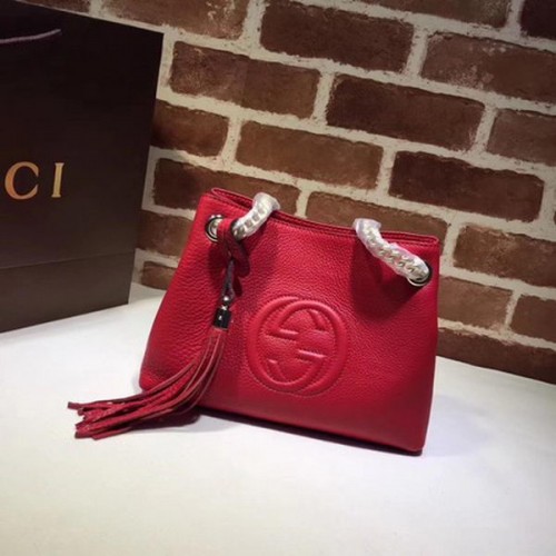 Borsa tote piccola Gucci Soho in pelle di vitello 387043 rossa