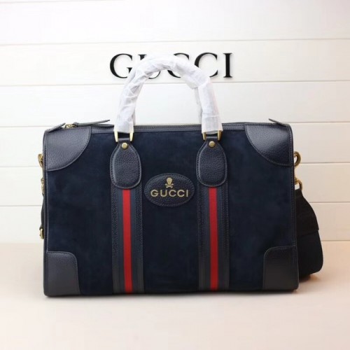 Borsone Gucci in camoscio con nastro Web 459311 Royal Blue