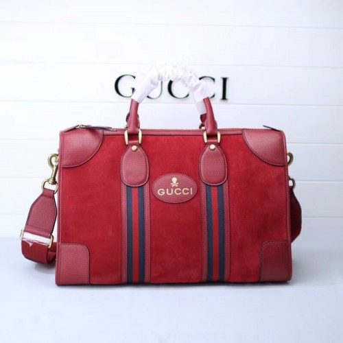 Borsone Gucci in camoscio con Web 459311 rosso