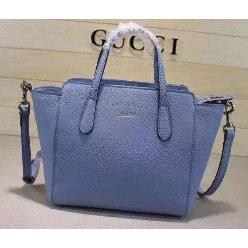 Borse Gucci Swing mini in pelle con manico superiore 368827 Azzurro