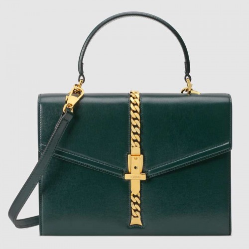 Borsa a mano piccola Gucci Sylvie 1969 602781 verde
