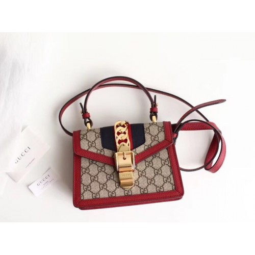 Mini borsa Gucci Sylvie GG Supreme in tela 470270 rossa