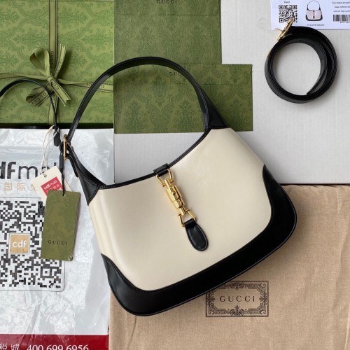 Borsa hobo in pelle originale Gucci Vintage Jackie 1961 636706 bianco nero