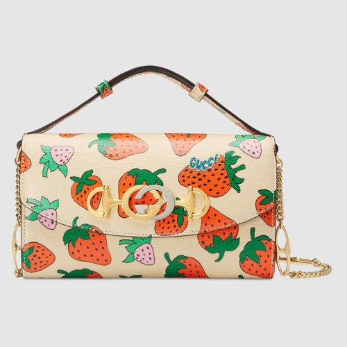 Borsa mini Gucci Zumi stampa fragola 564718