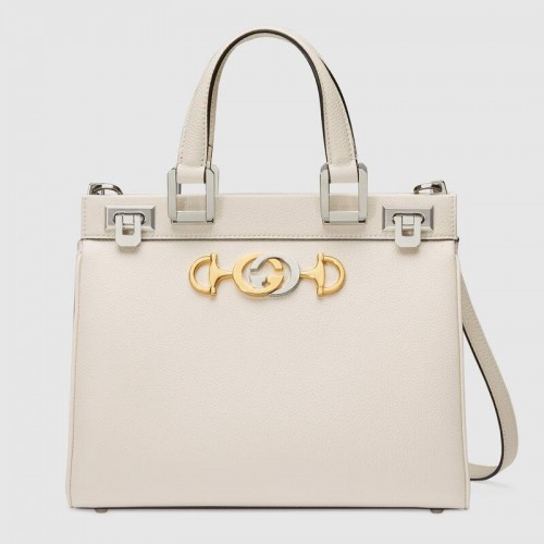Borsa a mano piccola in pelle martellata Gucci Zumi 569712 Bianco