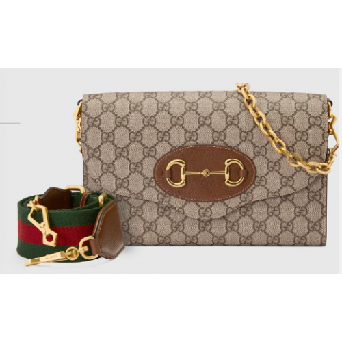 Borsa piccola Gucci Horsebit 1955 in tela 677286 marrone