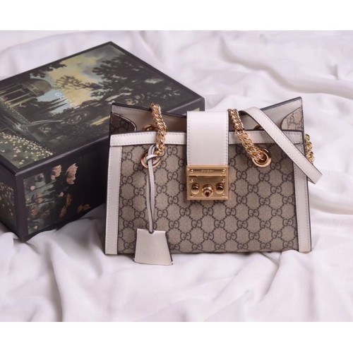 Borsa a tracolla originale Gucci Padlock 498156 bianca
