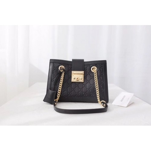 Borsa a spalla Gucci originale in pelle Padlock 498156 nera