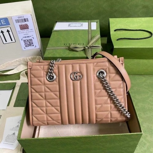 Borsa a spalla Gucci piccola in pelle 681483 Rose beige