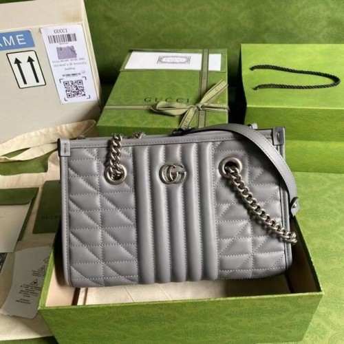 Gucci piccola borsa a tracolla in pelle 681483 grigia
