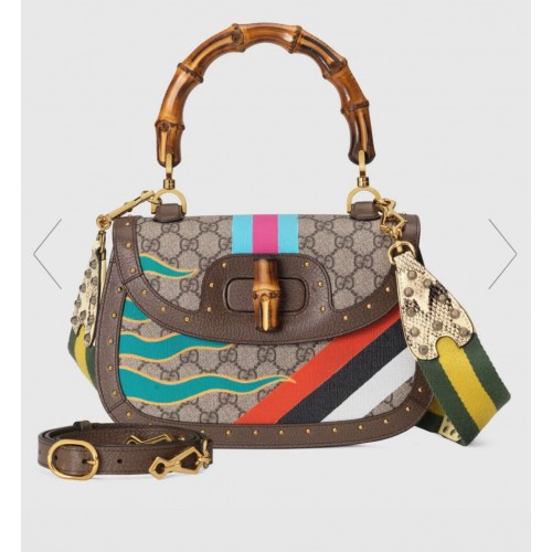 Borsa Gucci con manico superiore con motivo colorato Bamboo 675798