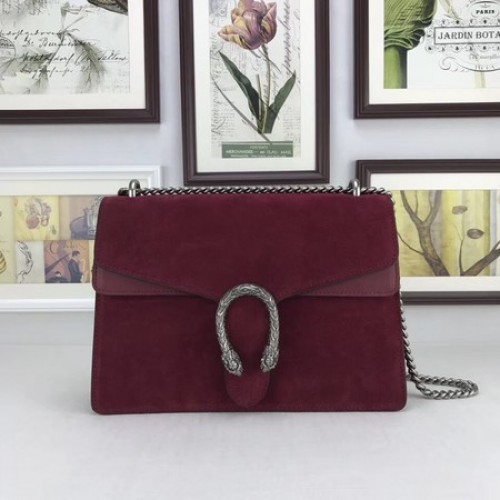 Borsa a tracolla in pelle scamosciata Gucci Dionysus 403348 Vino