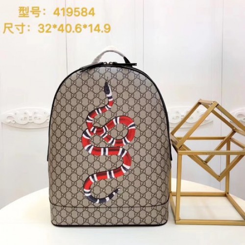 Zaino Gucci Kingsnake Print GG Supreme 419584 Marrone