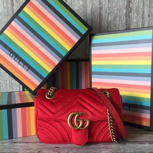 Borsa Mini Gucci GG Marmont 446744 Rossa