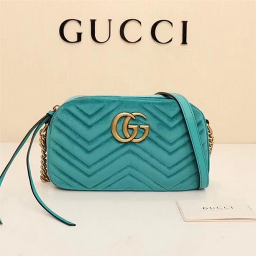 Borsa a tracolla in velluto Gucci GG Marmont Matelasse 447632 verde