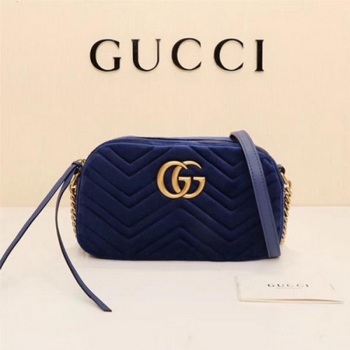 Borsa a tracolla in velluto Gucci GG Marmont Matelasse 447632 Royal