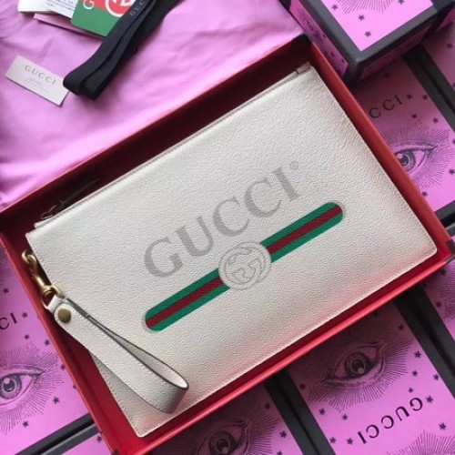 Pochette in pelle di vitello GG Marmont Gucci 466489 OffWhite