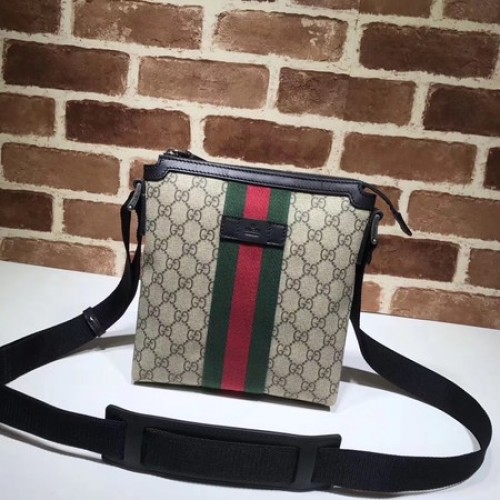 Borsa a tracolla piatta Gucci Web GG Supreme 471454 Albicocca