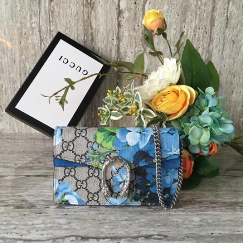 Borsa Gucci Dionysus GG Blooms Super mini 476432 Blu
