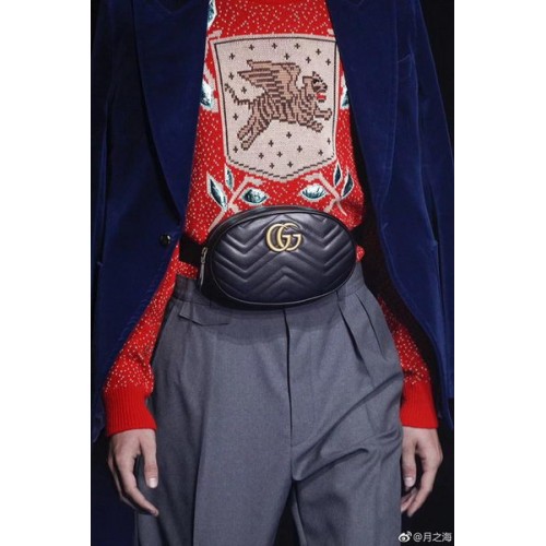 Marsupio in pelle Gucci GG Marmont 476434 nero