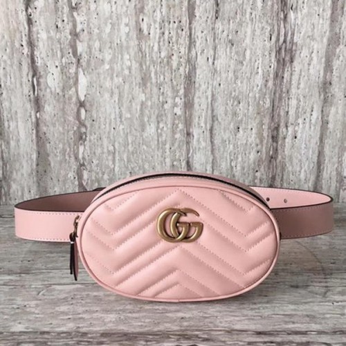 Marsupio in pelle Gucci GG Marmont 476434 Rosa