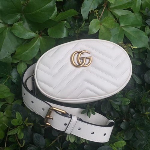 Marsupio in pelle Gucci GG Marmont 476434 bianco
