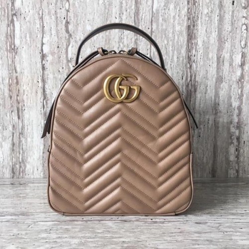 Zaino in pelle trapuntata Gucci GG Marmont 476671 Albicocca