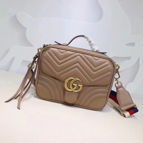 Borsa a tracolla piccola Gucci GG Marmont 498100 Albicocca
