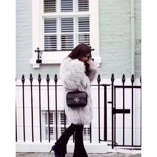 Borsa a tracolla piccola Gucci GG Marmont 498100 nera