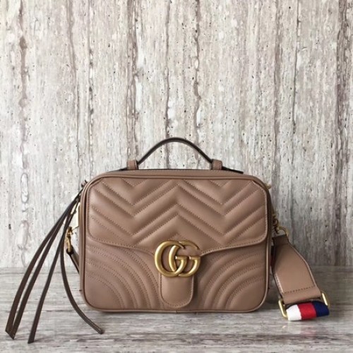 Borsa a tracolla piccola Gucci GG Marmont 498100 Cammello