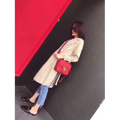 Borsa a tracolla piccola Gucci GG Marmont 498100 rossa