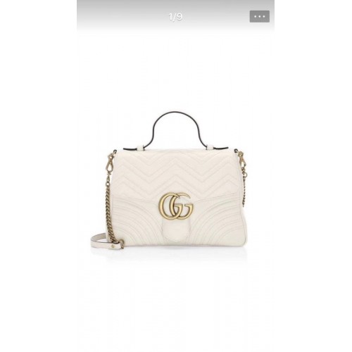 Borsa Gucci GG Marmont piccola con manico superiore 498110 bianca