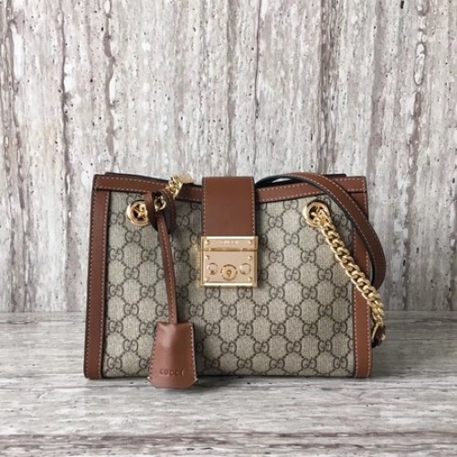 Borsa a tracolla Gucci Padlock piccola GG 498156 Marrone