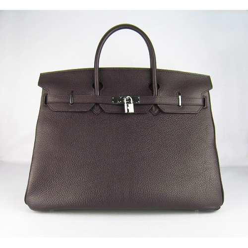 Borsa Hermes Birkin 40CM Togo caffè scuro 6099 argento