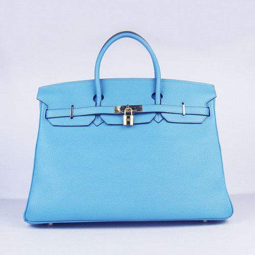 Borsa Togo Hermes Birkin 40CM Azzurro 6099 Oro