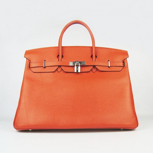Borsa Hermes Birkin 40CM Togo Arancione 6099 Argento