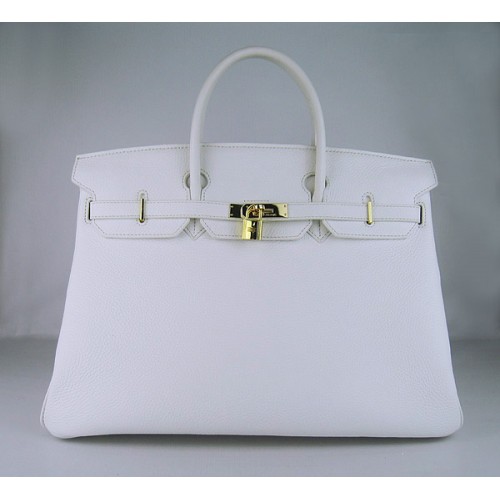 Borsa Togo Hermes Birkin 40CM Bianco 6099 Oro