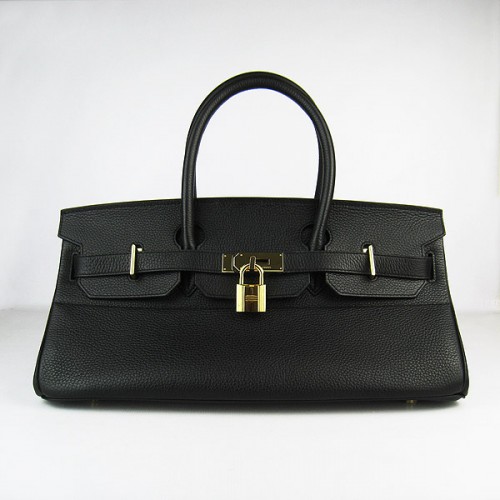 Hermes Birkin 6109 Togo Borsa in pelle nera 42 cm oro