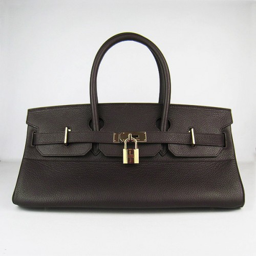 Borsa in pelle Hermes Birkin 6109 Togo caffè scuro 42 cm oro