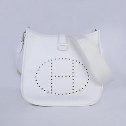 Hermes pelle bovina Evelyne Messenger Bag 6309 Bianco