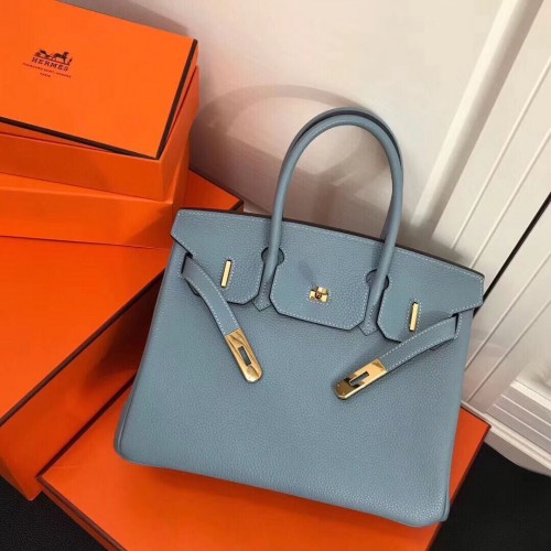 Hermes Birkin 25CM Tote Bag in pelle originale H25T blu