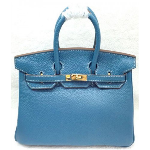 Hermes Birkin 25CM Tote Bag in pelle originale H25T blu