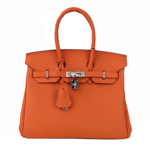 Hermes Birkin 25CM Tote Borse Arancione Pelle Originale Oro
