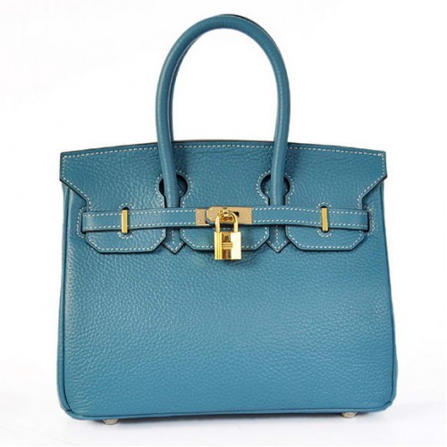 Hermes Birkin 25CM Tote Borse Togo in pelle blu Godlen